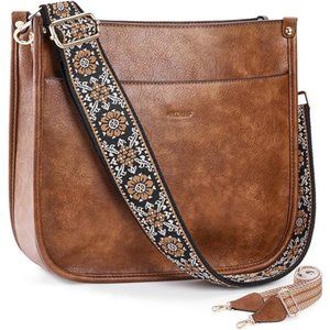 Crossbody Bags for Women Trendy Vegan Leather Hobo Handbags With 2PCS Strap